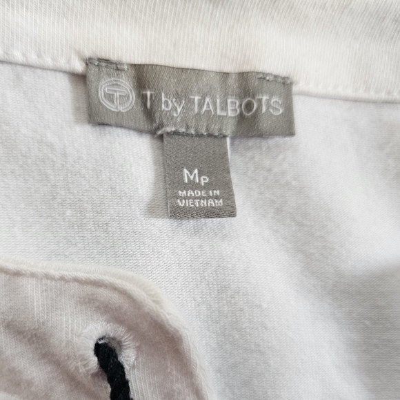 T by Talbots stripe tassel split neck cotton blend tunic top size MP - Picture 8 of 9